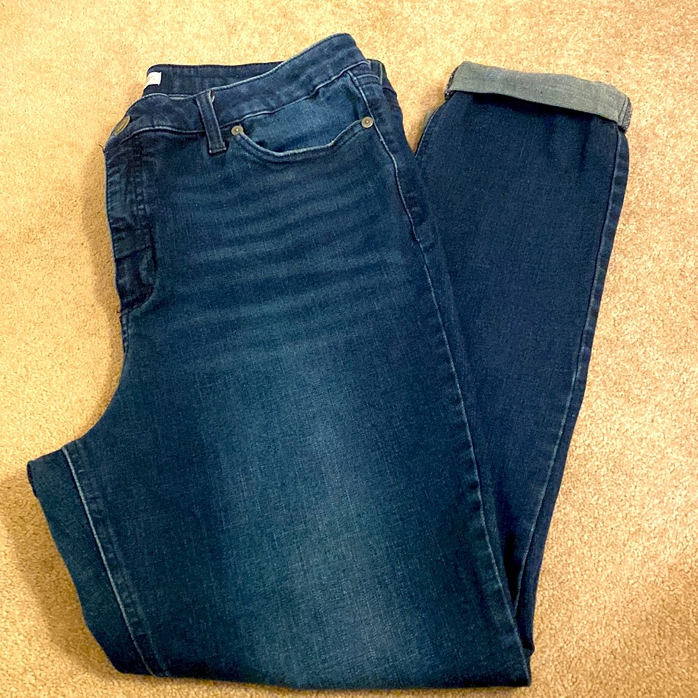 LC Lauren Conrad High Rise Skinny Ankle Jean w/ cuff-Size 18-Dark Blue Denim